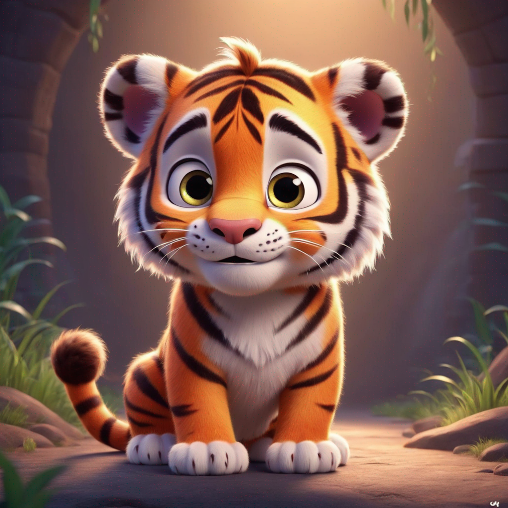 a cute tiger in pixar style