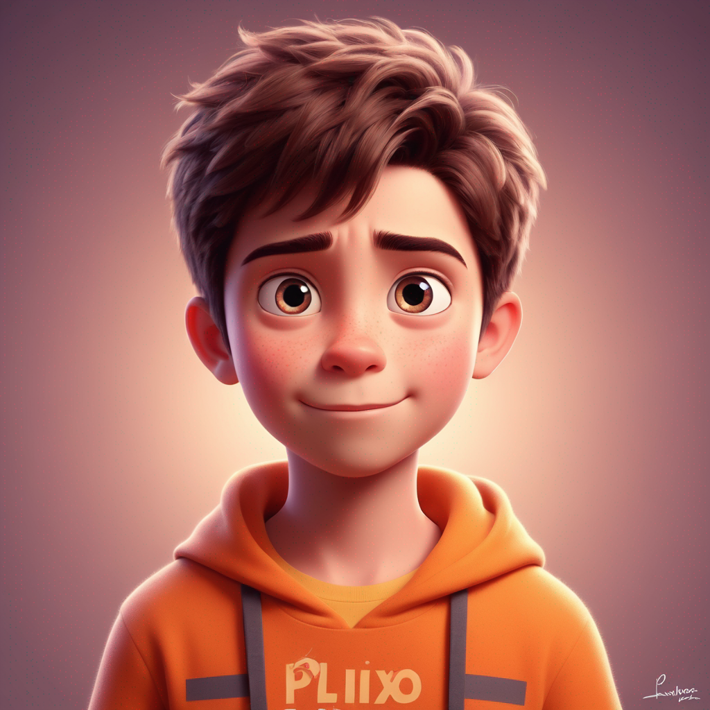 a cute boy in pixar style