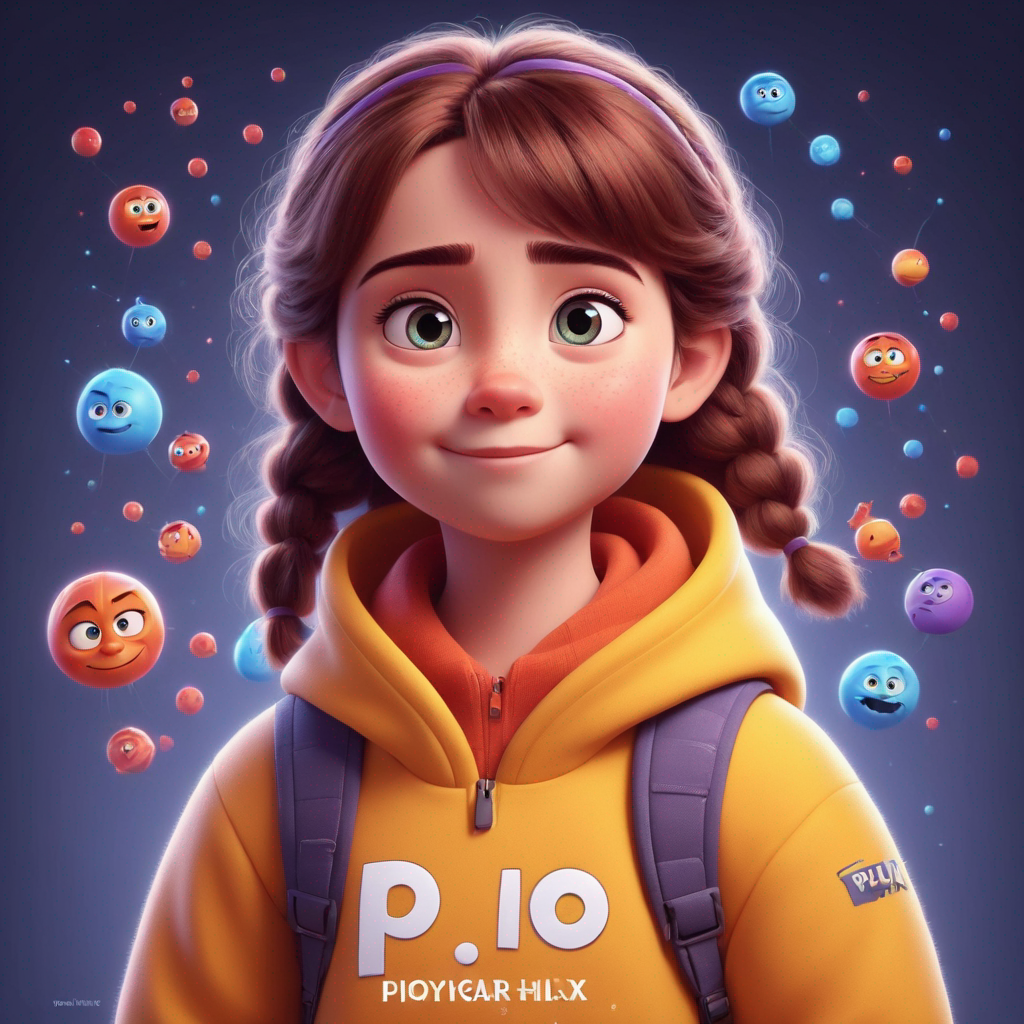 a cute girl in pixar style